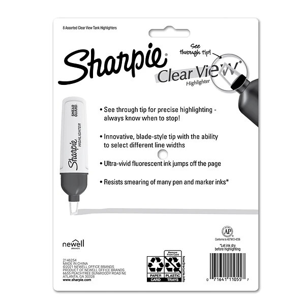 Sharpie Clear View Highlighter, Chisel Tip, Assorted, 8/Pack (1971843) 5 Sharpie Clear View Highlighter, Chisel Tip, Assorted, 8/Pack (1971843) - Image 5