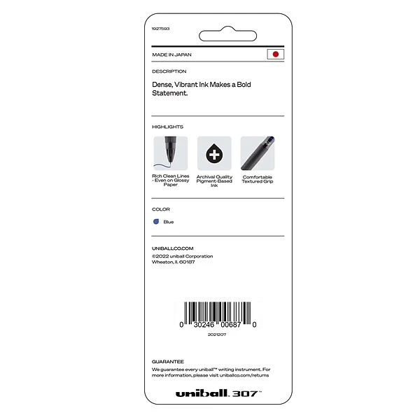 Uni-ball Uniball 307 Retractable Gel Pens, Medium Point, 0.7mm, Blue Ink, 3/Pack (1927593) 3 Uni-ball Uniball 307 Retractable Gel Pens, Medium Point, 0.7mm, Blue Ink, 3/Pack (1927593) - Image 3