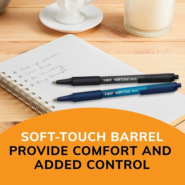 BIC Soft Feel Retractable Ballpoint Pens, Medium Point, Blue Ink, Dozen (SCSM11BLU) 2 BIC Soft Feel Retractable Ballpoint Pens, Medium Point, Blue Ink, Dozen (SCSM11BLU) - Image 2