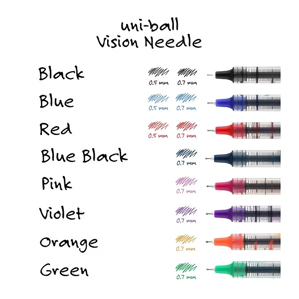 Uni-ball Uniball Vision Needle Rollerball Pens, Fine Point, 0.7mm, Blue Ink, Dozen (1734904) 6 Uni-ball Uniball Vision Needle Rollerball Pens, Fine Point, 0.7mm, Blue Ink, Dozen (1734904) - Image 6