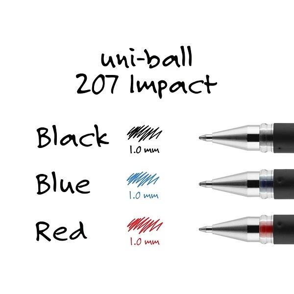 Uni-ball Uniball 207 Impact Gel Pens, Bold Point, 1.0mm, Black Ink (65800) 5 Uni-ball Uniball 207 Impact Gel Pens, Bold Point, 1.0mm, Black Ink (65800) - Image 5