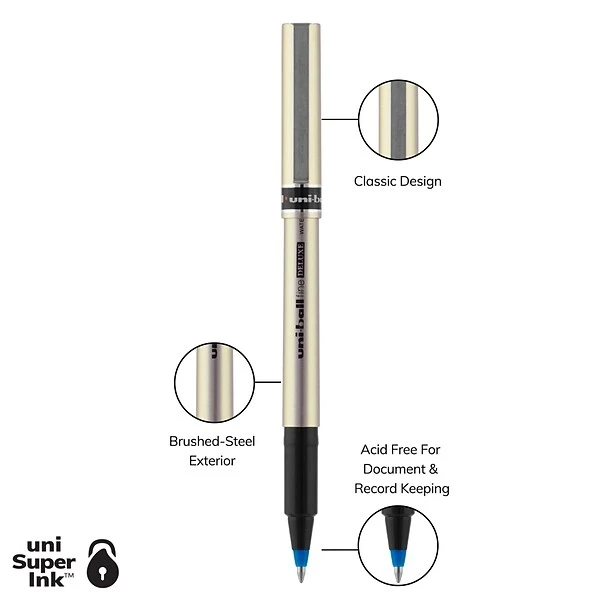 Uni-ball Uniball Deluxe Rollerball Pens, Fine Point, 0.7mm, Blue Ink (60053) 6 Uni-ball Uniball Deluxe Rollerball Pens, Fine Point, 0.7mm, Blue Ink (60053) - Image 6