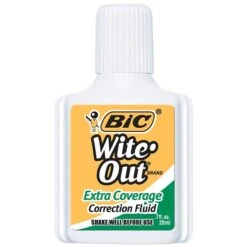 BIC Wite-Out Extra Coverage Correction Fluid, 20 Ml., White, Dozen (WOFEC12WE)