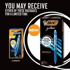 BIC Gel-ocity Original Retractable Gel Pens, Medium Point, Blue Ink, Dozen (31564/RLC11)