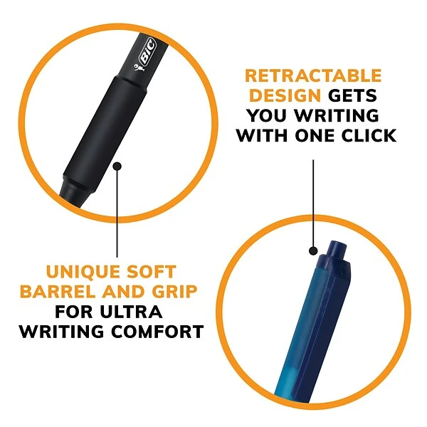 BIC Soft Feel Retractable Ballpoint Pens, Medium Point, Blue Ink, Dozen (SCSM11BLU) 5 BIC Soft Feel Retractable Ballpoint Pens, Medium Point, Blue Ink, Dozen (SCSM11BLU) - Image 5