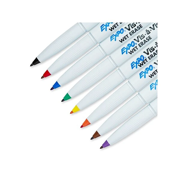 Expo Vis-a-Vis Wet Erase Markers, Fine Point, Assorted, 8/Pack (16078) 2 Expo Vis-a-Vis Wet Erase Markers, Fine Point, Assorted, 8/Pack (16078) - Image 2