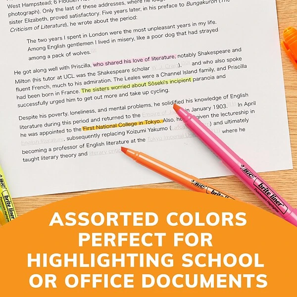 BIC Brite Liner Stick Highlighter, Chisel Tip, Pink, Dozen (65554/BL11PL) 4 BIC Brite Liner Stick Highlighter, Chisel Tip, Pink, Dozen (65554/BL11PL) - Image 4