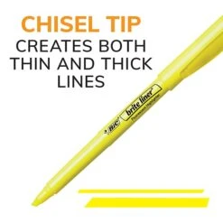 BIC Brite Liner Stick Highlighters, Chisel, Assorted, Dozen (30221)