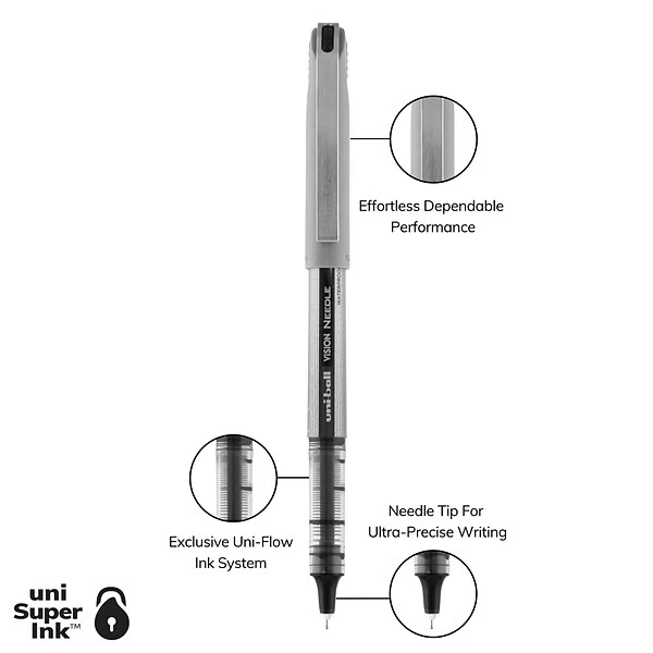 Uni-ball Uniball Vision Needle Rollerball Pens, Fine Point, 0.7mm, Black Ink, Dozen (1734903) 7 Uni-ball Uniball Vision Needle Rollerball Pens, Fine Point, 0.7mm, Black Ink, Dozen (1734903) - Image 7