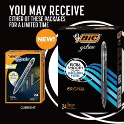 BIC Gel-Ocity Retractable Gel Pen, Medium Point, Black Ink, 24/Pack (RLC241-BLK)