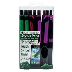 Monteverde One Touch Ballpoint Pen With Front Stylus, Assorted Colors, 12 Pack (MV36170)