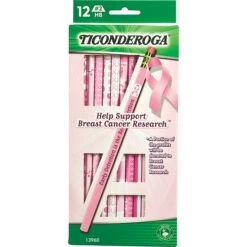 Dixon Ticonderoga® Pink Ribbon Woodcase Pencils, #2 Soft, Dozen
