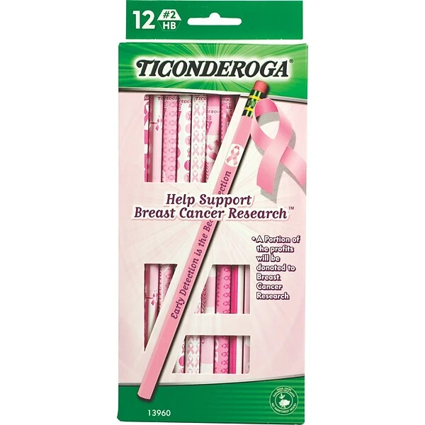 Dixon Ticonderoga® Pink Ribbon Woodcase Pencils, #2 Soft, Dozen 1 Dixon Ticonderoga® Pink Ribbon Woodcase Pencils, #2 Soft, Dozen