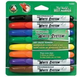 Ticonderoga Dry Erase Markers, Chisel Tip, Assorted, 8/Pack (92080)