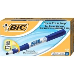 BIC Intensity Dry Erase Markers, Fine Tip, Blue, 12/Pack (GDE11BLU)