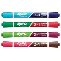 Expo 2-in-1 Dry Erase Markers, Chisel Tip, Assorted, 4/Pack (1944656)