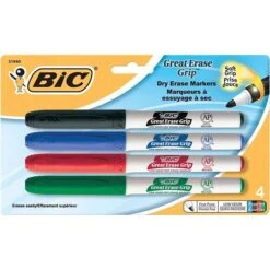 BIC Intensity Dry Erase Markers, Fine Tip, Assorted, 4/Pack (31940/GDEP41AST)