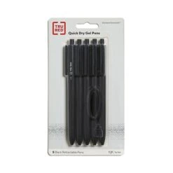 TRU RED™ Retractable Quick Dry Gel Pen, Extra Fine Point, 0.38mm, Black, 5/Pack (TR56951) -Sharpie || Pentel || Bic Shop s1189809 s7