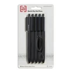 TRU RED™ Retractable Quick Dry Gel Pen, Medium Point, 1.0mm, Black, 5/Pack (TR56952) -Sharpie || Pentel || Bic Shop s1189830 s7