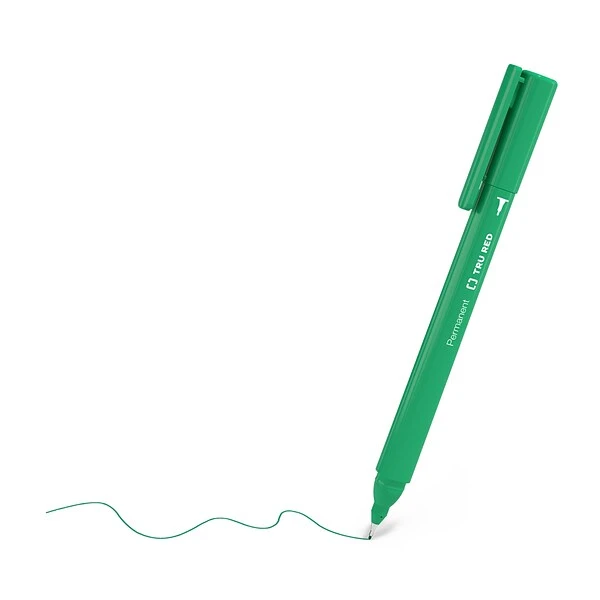TRU RED™ Pen Permanent Markers, Ultra Fine Tip, Green, 12/Pack (TR54543) 2 TRU RED™ Pen Permanent Markers, Ultra Fine Tip, Green, 12/Pack (TR54543) - Image 2