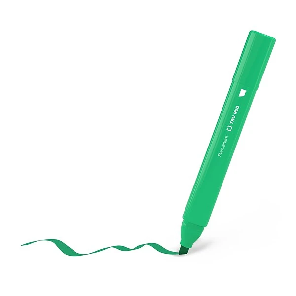 TRU RED™ Tank Permanent Markers, Chisel Tip, Green, 12/Pack (TR54541) 2 TRU RED™ Tank Permanent Markers, Chisel Tip, Green, 12/Pack (TR54541) - Image 2