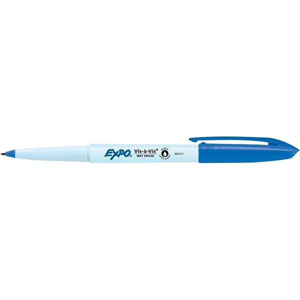 Expo Vis-à-Vis Wet Erase Markers, Fine Point, Blue, 12/Pack (16003) 2 Expo Vis-à-Vis Wet Erase Markers, Fine Point, Blue, 12/Pack (16003) - Image 2
