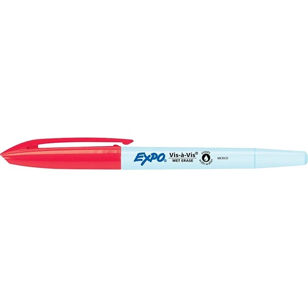 Expo Vis-A-Vis Wet Erase Markers, Fine Point, Red, 12/Pack (16002) 2 Expo Vis-A-Vis Wet Erase Markers, Fine Point, Red, 12/Pack (16002) - Image 2