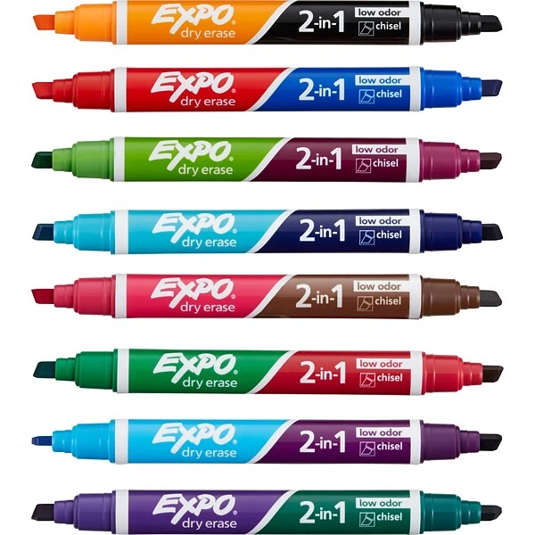 Expo 2-in-1 Tank Dry Erase Markers, Chisel Tip, Assorted, 8/Pack (1944658) 1 Expo 2-in-1 Tank Dry Erase Markers, Chisel Tip, Assorted, 8/Pack (1944658)
