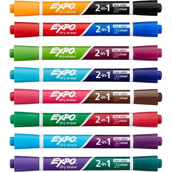 Expo 2-in-1 Tank Dry Erase Markers, Chisel Tip, Assorted, 8/Pack (1944658) 2 Expo 2-in-1 Tank Dry Erase Markers, Chisel Tip, Assorted, 8/Pack (1944658) - Image 2