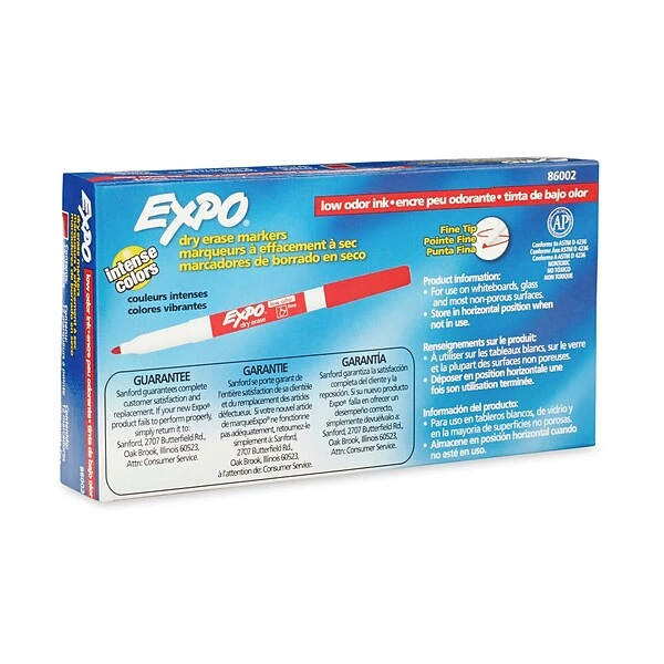 Expo Dry Erase Markers, Fine Tip, Red, 12/Pack (86002) 4 Expo Dry Erase Markers, Fine Tip, Red, 12/Pack (86002) - Image 4