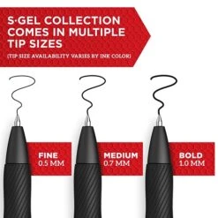 Sharpie S-Gel Retractable Gel Pen, Medium Point, Black Ink, 4/Pack (2096134)