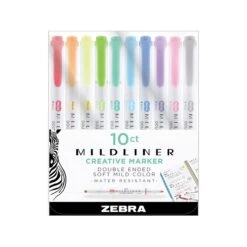 Zebra Mildliner Twin Tip Highlighters, Assorted Colors, 10/Pack (78101)