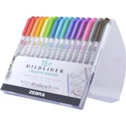 Zebra Mildliner Twin Tip Highlighters, Bullet/Chisel Tip, Assorted Inks, 15/Pack (78115) -Sharpie || Pentel || Bic Shop sp115832938 s7