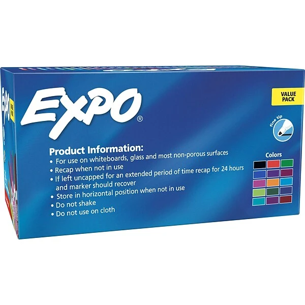 Expo Dry Erase Markers, Fine Tip, Assorted, 36/Pack (2138424) 1 Expo Dry Erase Markers, Fine Tip, Assorted, 36/Pack (2138424)