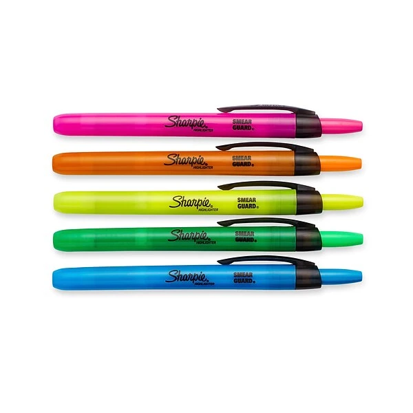 Sharpie Retractable Highlighter, Chisel Tip, Assorted, 5/Pack (28175PP) 7 Sharpie Retractable Highlighter, Chisel Tip, Assorted, 5/Pack (28175PP) - Image 7