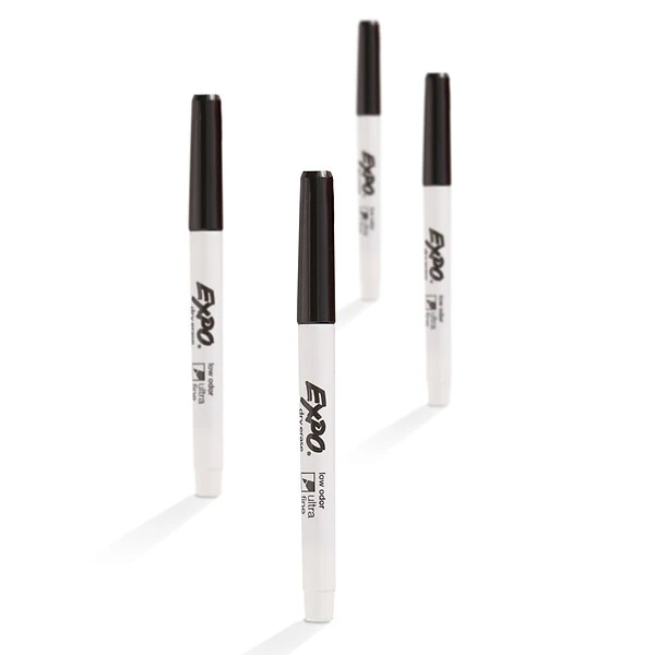 Expo Dry Erase Markers, Ultra Fine Tip, Black, 4/Pack (1871774) 4 Expo Dry Erase Markers, Ultra Fine Tip, Black, 4/Pack (1871774) - Image 4