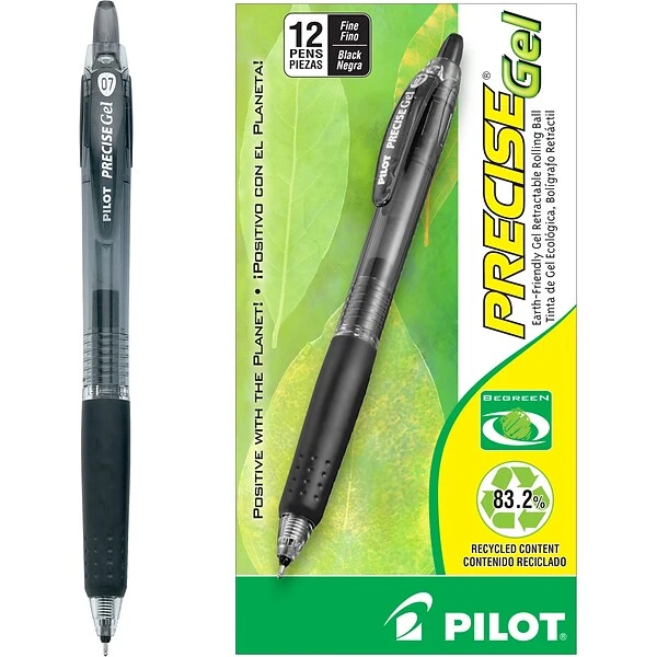 Pilot Precise Gel BeGreen Retractable Gel Pens, Fine Point, Black Ink, Dozen (15001) 2 Pilot Precise Gel BeGreen Retractable Gel Pens, Fine Point, Black Ink, Dozen (15001) - Image 2