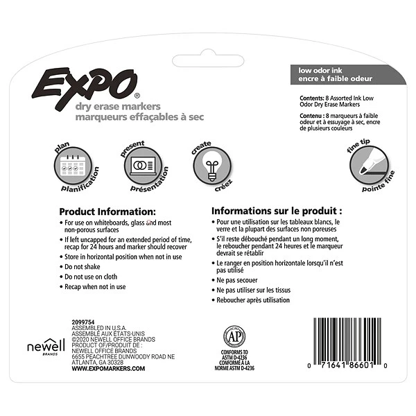 Expo Dry Erase Markers, Fine Tip, Assorted, 8/Pack (86601) 8 Expo Dry Erase Markers, Fine Tip, Assorted, 8/Pack (86601) - Image 8
