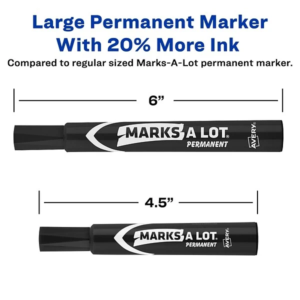 Avery Marks-A-Lot Permanent Markers, Chisel Tip, Assorted, Dozen (24800) 1 Avery Marks-A-Lot Permanent Markers, Chisel Tip, Assorted, Dozen (24800)