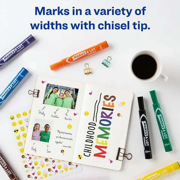 Avery Marks-A-Lot Permanent Markers, Chisel Tip, Assorted, Dozen (24800) 3 Avery Marks-A-Lot Permanent Markers, Chisel Tip, Assorted, Dozen (24800) - Image 3