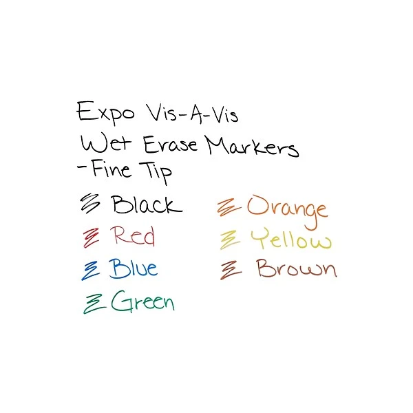 Expo Vis-a-Vis Wet Erase Markers, Fine Point, Assorted, 8/Pack (16078) 8 Expo Vis-a-Vis Wet Erase Markers, Fine Point, Assorted, 8/Pack (16078) - Image 8