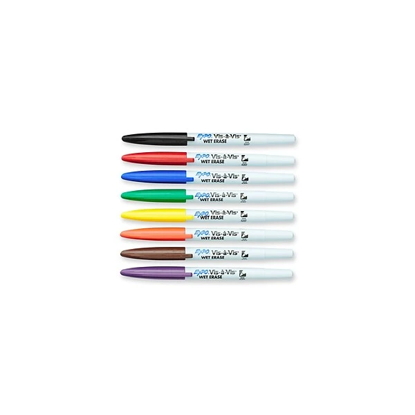 Expo Vis-a-Vis Wet Erase Markers, Fine Point, Assorted, 8/Pack (16078) 1 Expo Vis-a-Vis Wet Erase Markers, Fine Point, Assorted, 8/Pack (16078)