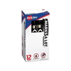 Avery Marks-A-Lot Permanent Markers, Bullet Point, Black, 12/Pack (24878)