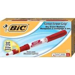 BIC Intensity Dry Erase Markers, Fine Tip, Red, 12/Pack (GDE11RED)