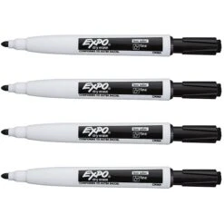 Expo Magnetic Dry Erase Markers, Fine Tip, Black, 4/Pack (1944745)