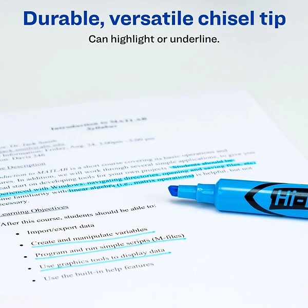 Avery Hi-Liter Tank Highlighters, Chisel Tip, Blue, Dozen (07746) 2 Avery Hi-Liter Tank Highlighters, Chisel Tip, Blue, Dozen (07746) - Image 2