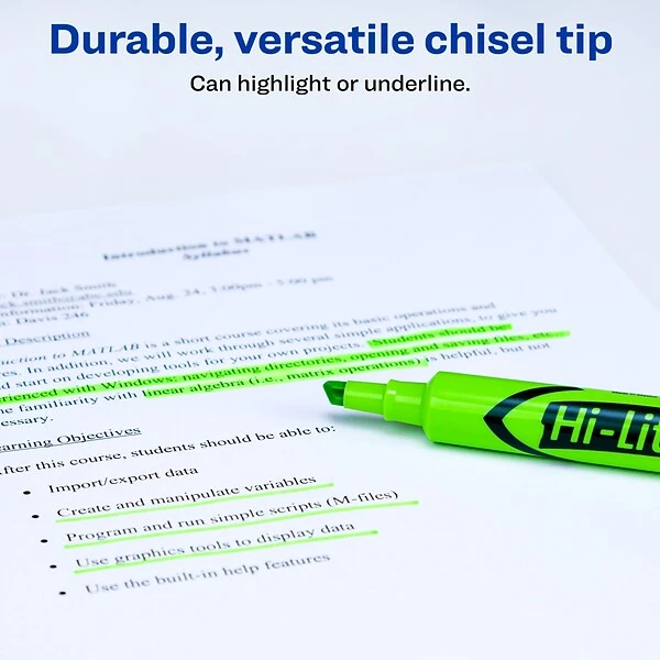 Avery Hi-Liter Tank Highlighters, Chisel, Green, Dozen (24020) 2 Avery Hi-Liter Tank Highlighters, Chisel, Green, Dozen (24020) - Image 2
