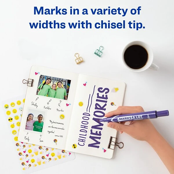 Avery Marks-A-Lot Large Desk-Style Permanent Markers, Chisel Tip, Purple, 12/Pack (08884) 2 Avery Marks-A-Lot Large Desk-Style Permanent Markers, Chisel Tip, Purple, 12/Pack (08884) - Image 2