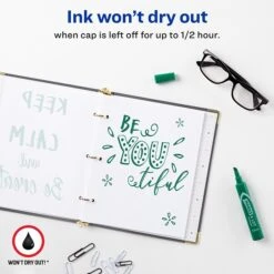 Avery Marks-A-Lot Desk-Style Permanent Markers, Chisel Tip, Green, 12/Pack (07885)