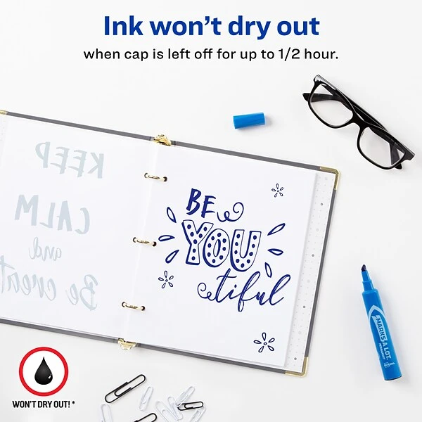 Avery Marks-A-Lot Desk-Style Permanent Markers, Chisel Tip, Blue, 12/Pack (07886) 1 Avery Marks-A-Lot Desk-Style Permanent Markers, Chisel Tip, Blue, 12/Pack (07886)